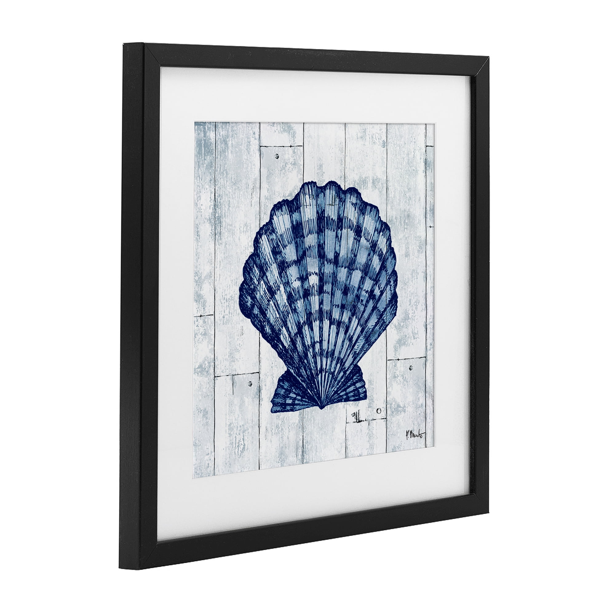 Stupell Industries Coastal Timberland Scallop Black Framed Print Under Glass, design by Paul Brent