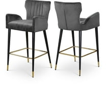 Meridian Furniture Luxe 28"H Velvet Counter Stool in Gray (Set of 2)