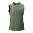 thumbnail image 4 of Men'S Solid Color Sleeveless Tank Top Breathable Mesh Athletic Shirt With Reflective Stripes For Running Workout Gym And Daily Training Activities Tank,Army Green,XL, 4 of 8