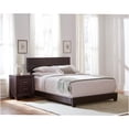 thumbnail image 4 of JERFIT Warwick Brown Upholstered King Size Bed Frame, Faux Leather Panel Headboard with Solid Wood Legs, Eastern King Bed, 4 of 5
