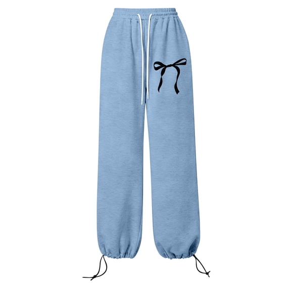 Girls Baggy Sweatpants with Bow Drawstring Wide Leg Y2k Cargo Joggers for Teens Cotton Blend Casual Loose Athletic Pants Girls Wide Leg Pants 14-16