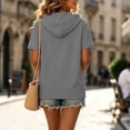 thumbnail image 5 of Short Sleeve Hoodies for Women Casual Solid Color V-Neck Pullover Loose Fit Comfy Sweatshirt Fashion Trendy Daily Wear Gray XXL, 5 of 8