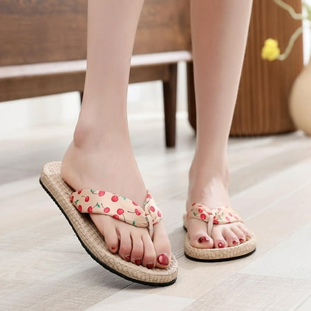 

Ovzne Slipper Warm Slippers For Women Imitation Straw Espadrille Women S Sandals Floral Flat Beach Flat-Heel Clip-On Women S Slippers Winter Slippers For Women