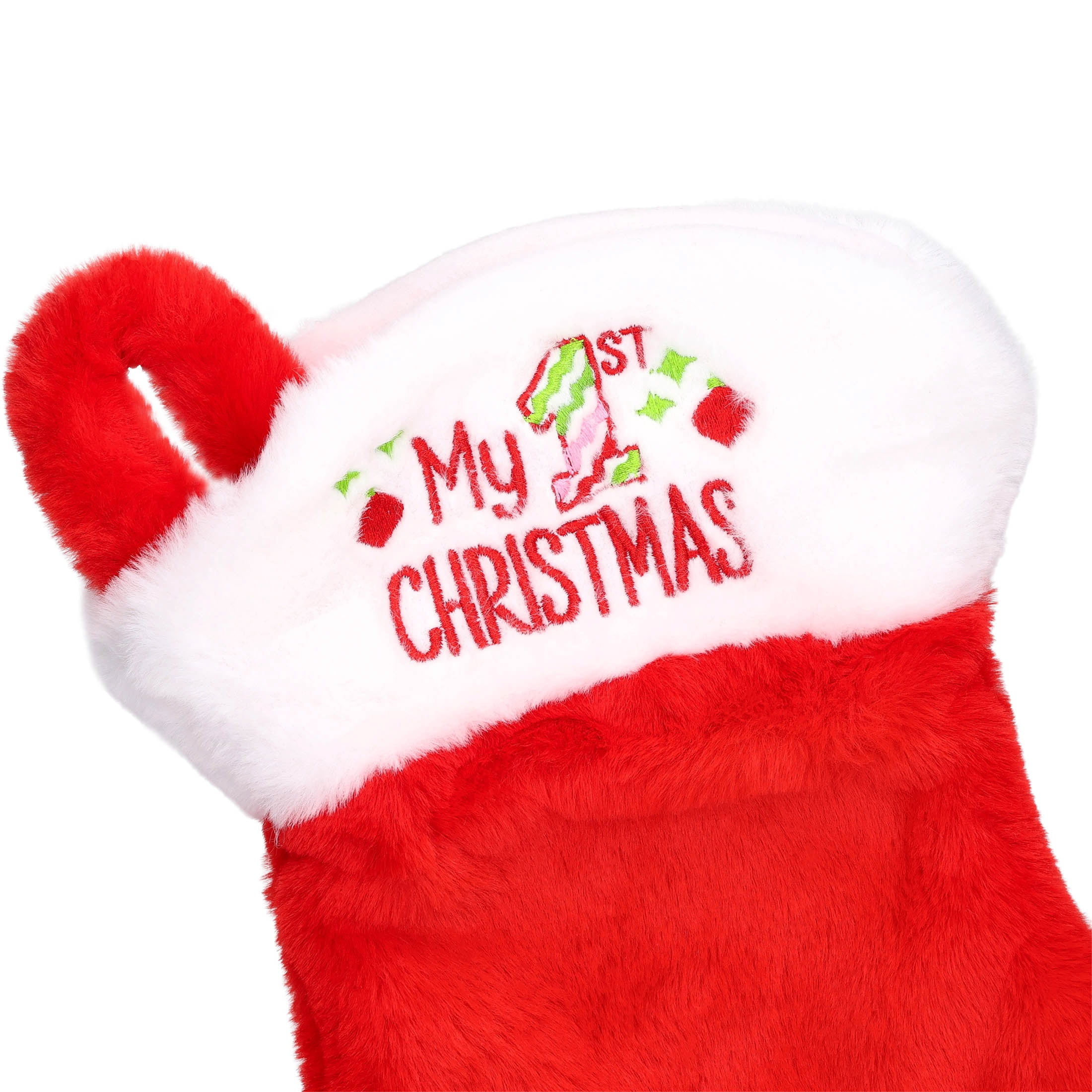 My First Christmas Santa Hat and Stocking Set, Red and White, 2 Pieces, by Holiday Time