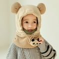 thumbnail image 2 of Splozh Toddler Neck Scarf Children Windproof Warm Wool Winter Hat Scarf Integrated Warmth Beige,One Size, 2 of 3