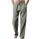thumbnail image 2 of Ceisia Men's Solid Color Wide Leg Straight Pants with Drawstring Elastic Waist & Pockets Army Green M Gifts, 2 of 8