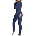 thumbnail image 3 of Pijama Sexy para mujer, mono de Año Nuevo con botones, parte delantera y trasera, culo abierto, solapa, ropa de dormir sólida, ropa de estar por casa, 3 of 4