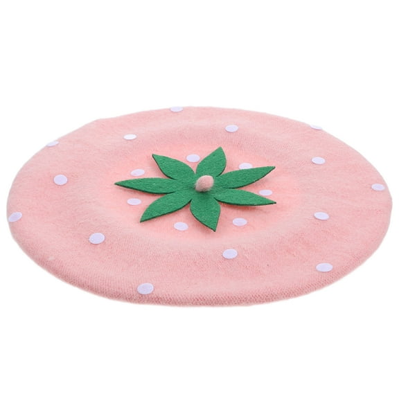 RENACLIPY Women's Strawberry Wool Blend Beret Hat Vintage Artist Style Cap Versatile Fashion Accessory 1 Pack