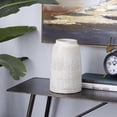 thumbnail image 3 of DecMode 11" Textured Crosshatch White Ceramic Vase with Crosshatch Design, 3 of 12