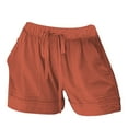 thumbnail image 4 of Orange Biker Shorts Women Linen Shorts for Women Casual Summer Shorts Plus Size High Waisted Loose Fit Drawstring Short Pants with Pockets, 4 of 4