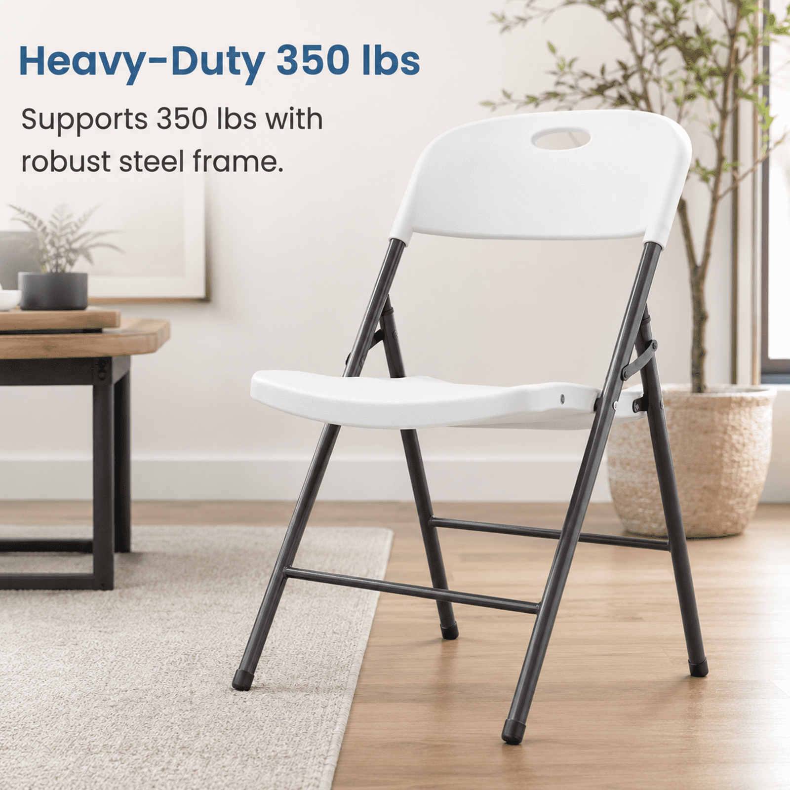 Alvantor Folding Chair, 350-Pound Capacity, Indoor Outdoor Plastic Commercial Stackable Foldable Guest Chairs for Events, Space-Saving