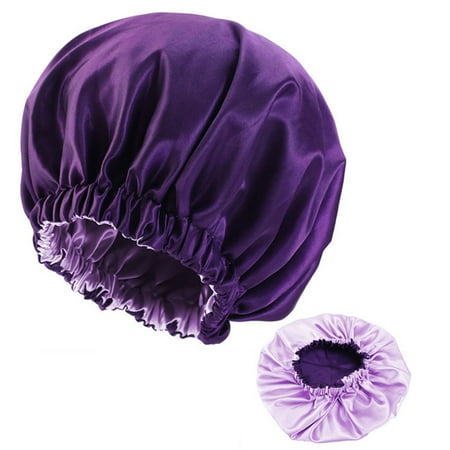 

Hat Xl Stretch Wide Brim Double Layer Satin Round Hat Hair Care Night Cap Beauty Hair Tie Cap Satin Soft Hat For Ladies Hair Natural Hair Soft Hat Purple J