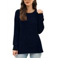 thumbnail image 5 of Busydd Womens Tops Fall Trendy Solid Color Ribbed Crewneck Sweatshirt Casual Versatile Long Sleeve Tops for Women 2XL, 5 of 7