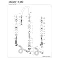 thumbnail image 4 of Kingston Brass KS8321ZX Millennium Two-Handle Deck Mount Roman Tub Faucet, Polished Chrome, 4 of 6