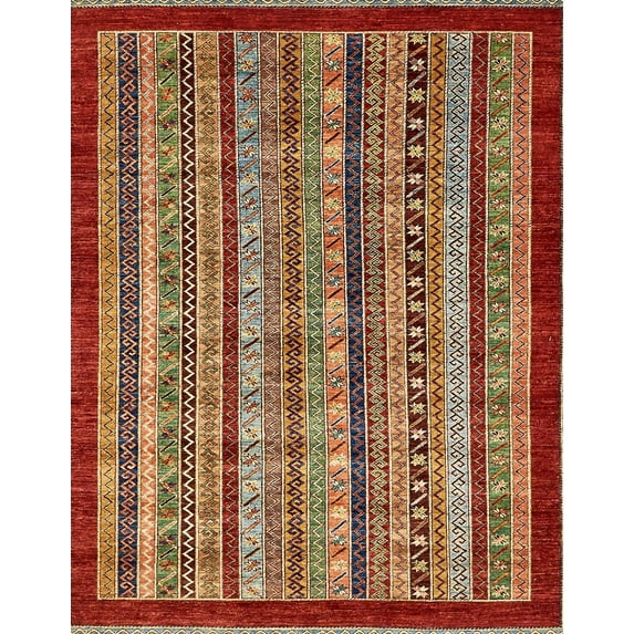 Ahgly Company Indoor Rectangle Abstract Red Southwestern Area Rugs, 6' x 9'