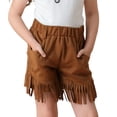 thumbnail image 1 of LIJCC Kids Girls Faux Suede Fringe Shorts Tassel Retro Solid Color Rodeo Performance Costume Shorts with Pockets, 1 of 4
