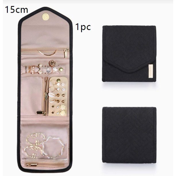 Bolsa de joyería, joyero de viaje portátil, bolsa de almacenamiento de joyas plegable multifuncional, adecuada for collares y aretes, viajes a casa