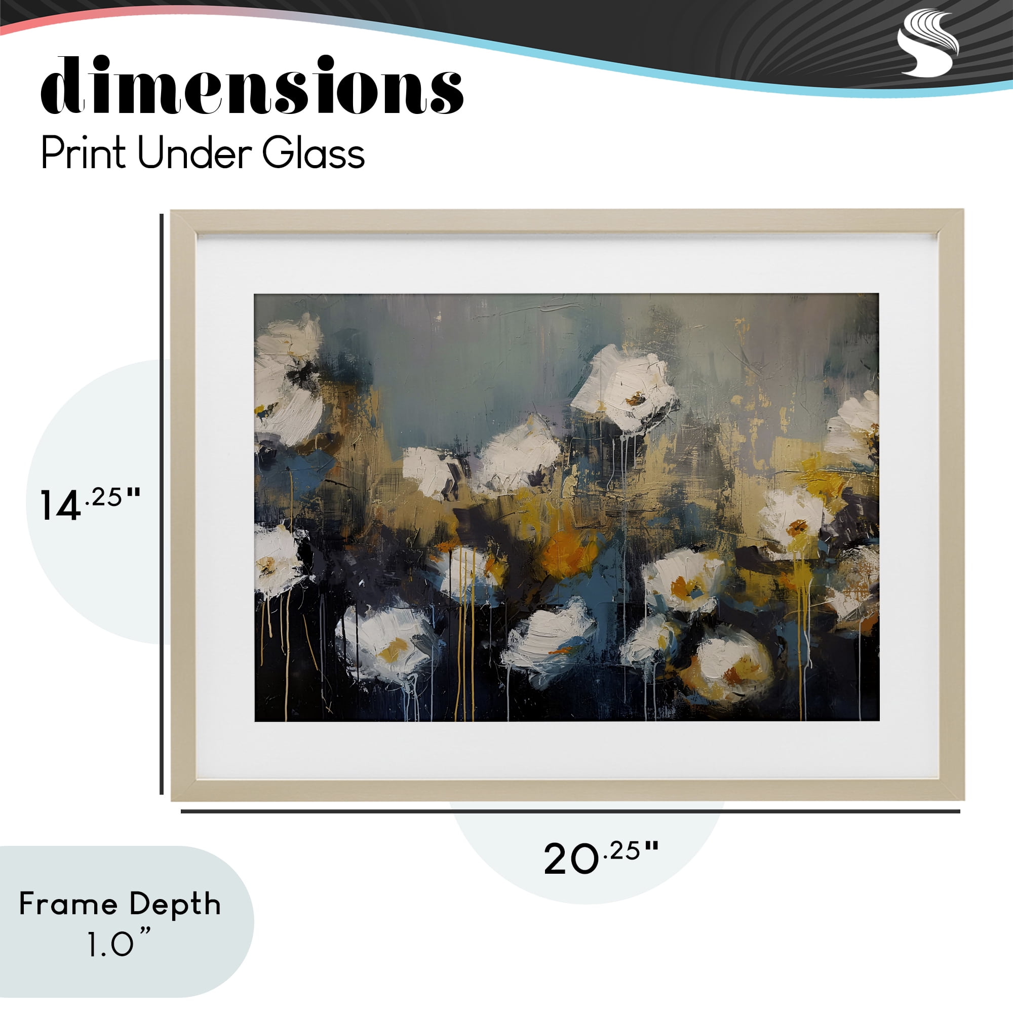 Stupell Industries Contemporary Paint Drip Blossoms Birch Framed Print Under Glass, design by Jacky Ngan