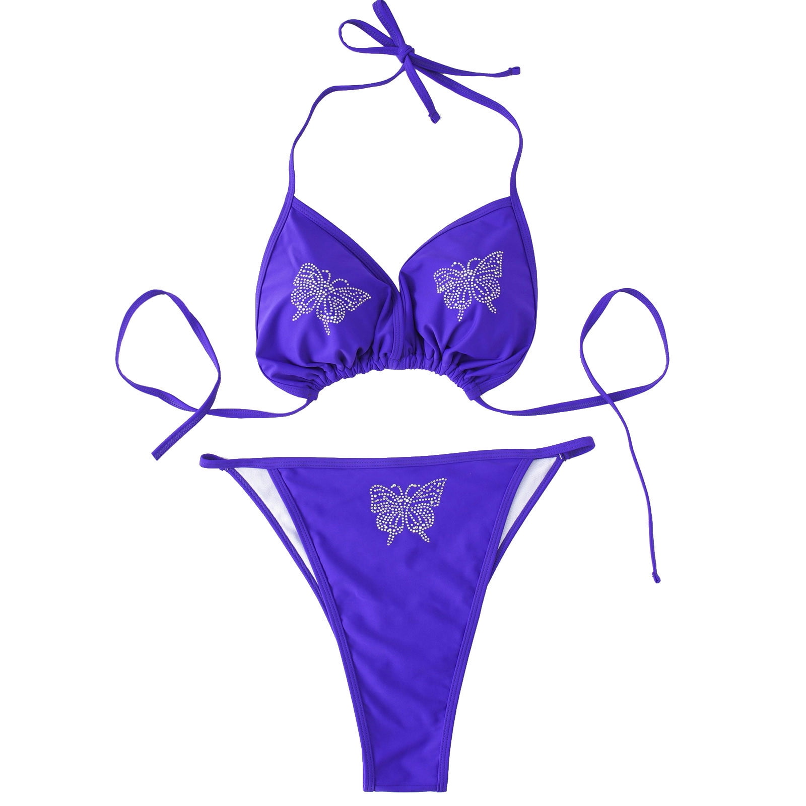 DNDKILG Women's Solid Two Piece Swimsuit Full Coverage Bikini Top