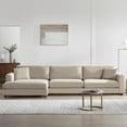 thumbnail image 3 of EUROCO 134" Oversized L Shaped Sectional Sofa Couch, 4 Seat Corduroy Deep Seat Sofa Bed with USB Charging Port, Cup Holder and 50" Chaise, Comfy Indoor Furniture for Living Room, khaki, 3 of 11