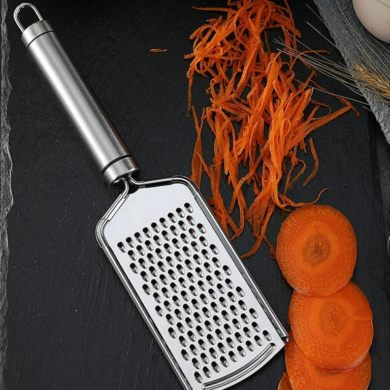 Cheese Grater, Stainless Steel Square Comfortable Grips Coarse Grater with  Hanging Loop, Pro Grade Flat Hand