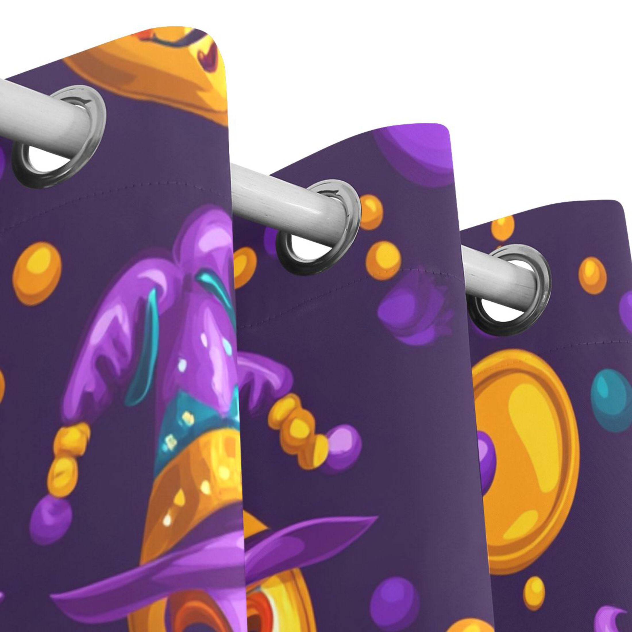 Colorful Mardi Gras Masks and Beads Blackout Curtains for Living Room Bedroom 55W x 54L Insulated Window Drapes 2 Panels
