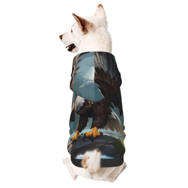 Balery Forest River Bald Eagle Sudadera con Capucha para Perros Pequeños – Ropa para Mascotas, Disfraz para Perros y Gatos, Ideal para Fiestas y Cosplay-Large
