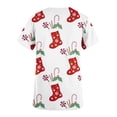 thumbnail image 4 of purcolt Christmas Scrubs for Women, Womens Gnome Elf Print Professional Scrubs Tops Short Sleeve V Neck Nursing Workwear Tunic Working Uniform Medical Blouse with Pockets, 4 of 5
