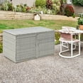 thumbnail image 2 of Costway Outdoor Sturdy 88 Gallon Rattan & Steel Deck Box, Gray, 2 of 11
