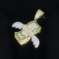 thumbnail image 4 of Collar Dinero Diamantes Torsal HipHop Alas Acero Inoxidable dorado 60 cm, 4 of 8