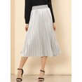 thumbnail image 2 of INSPIRE CHIC Falda Midi Plisada De Acordeón Metálico De Fiesta De Cintura Elástica De Traje Navide?o Para Mujer Gris plateado S, 2 of 6