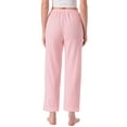 thumbnail image 3 of INSPIRE CHIC Womens Pajama Pants Cotton Knit Ribbed Elastic Waist Straight Leg with Pockets Loungewear Casual Home XS Pink, 3 of 5