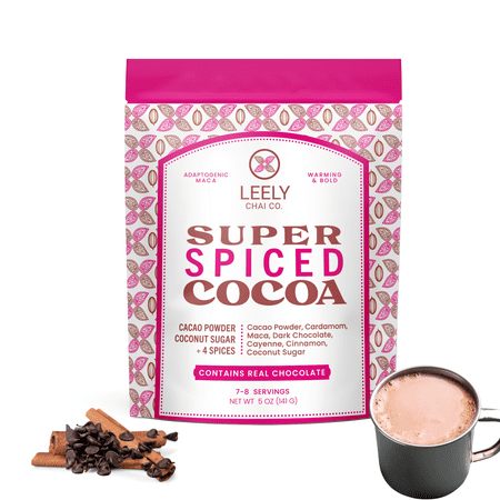 Leely Chai Co. Superfood Spicy Hot Chocolate Mix With Maca And Ayurvedic Spices, Vegan With Organic Coconut Sugar, Dairy Free, 5 OZ - 8 Cups