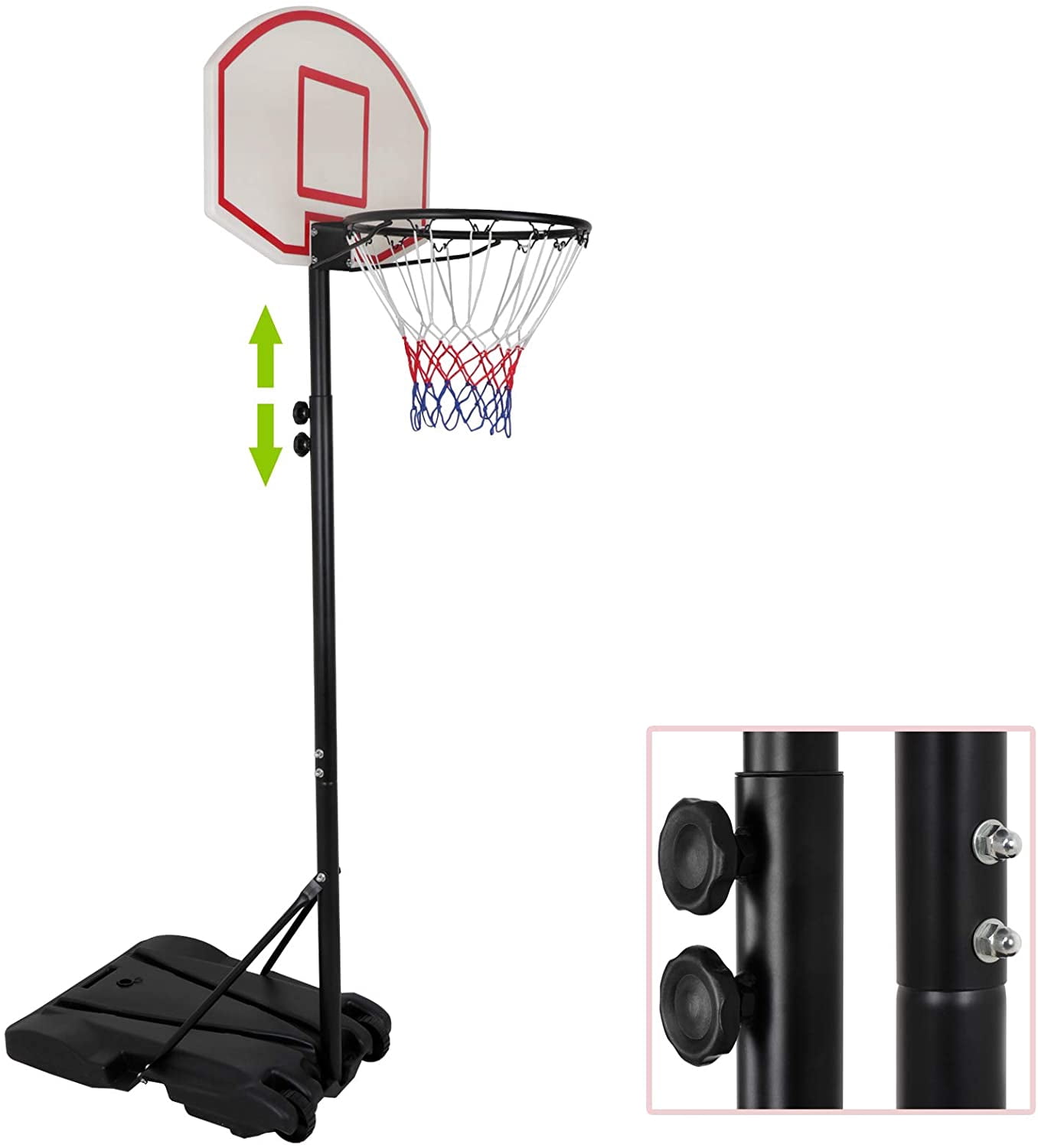 Portable Basketball Hoop Outdoor, Basketball Goal Adjustable 5.4-7Ft, Basket Ball Hoop for Kids, Youth, Driveway Backyard Hoop with PC Backboard
