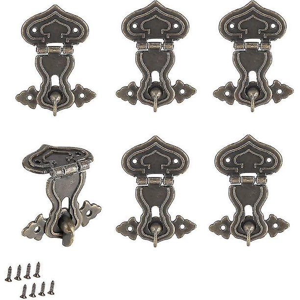 6 Pieces Latch Antique Style Brass Hasps Design Latch Hook Hasp With