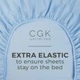 thumbnail image 5 of CGK Linens 400 Thread Count Single Fitted Sheet Only - Twin Size 100% Cotton Sateen Bottom Sheet, Fits Mattress Up To 16", Light Blue, 5 of 6