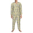 thumbnail image 3 of Naloa Leopard And Butterfly Men’s Pajamas Set - Long Sleeve Button Down Sleep Shirt and Pajama Bottoms Sleepwear Set-XX-Large, 3 of 7
