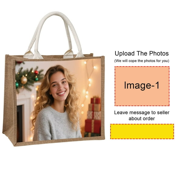 Dianli Custom Christmas Gift Linen Handbag with Photo Name or Pattern Print, Personalized Reusable Tote Bag for Shopping Travel Holiday Gift Packaging, Eco-Friendly Fabric Trending Picks Under Budget