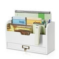 thumbnail image 2 of Wood Desk Organizer - Wooden Mail Organizer with Drawer for Mail, Bills, Accessories & Pen - 3 Tier Wood Bill Organizer for Desk, Tabletop, Countertop, and Office Workspace (Beige Wood), 2 of 7