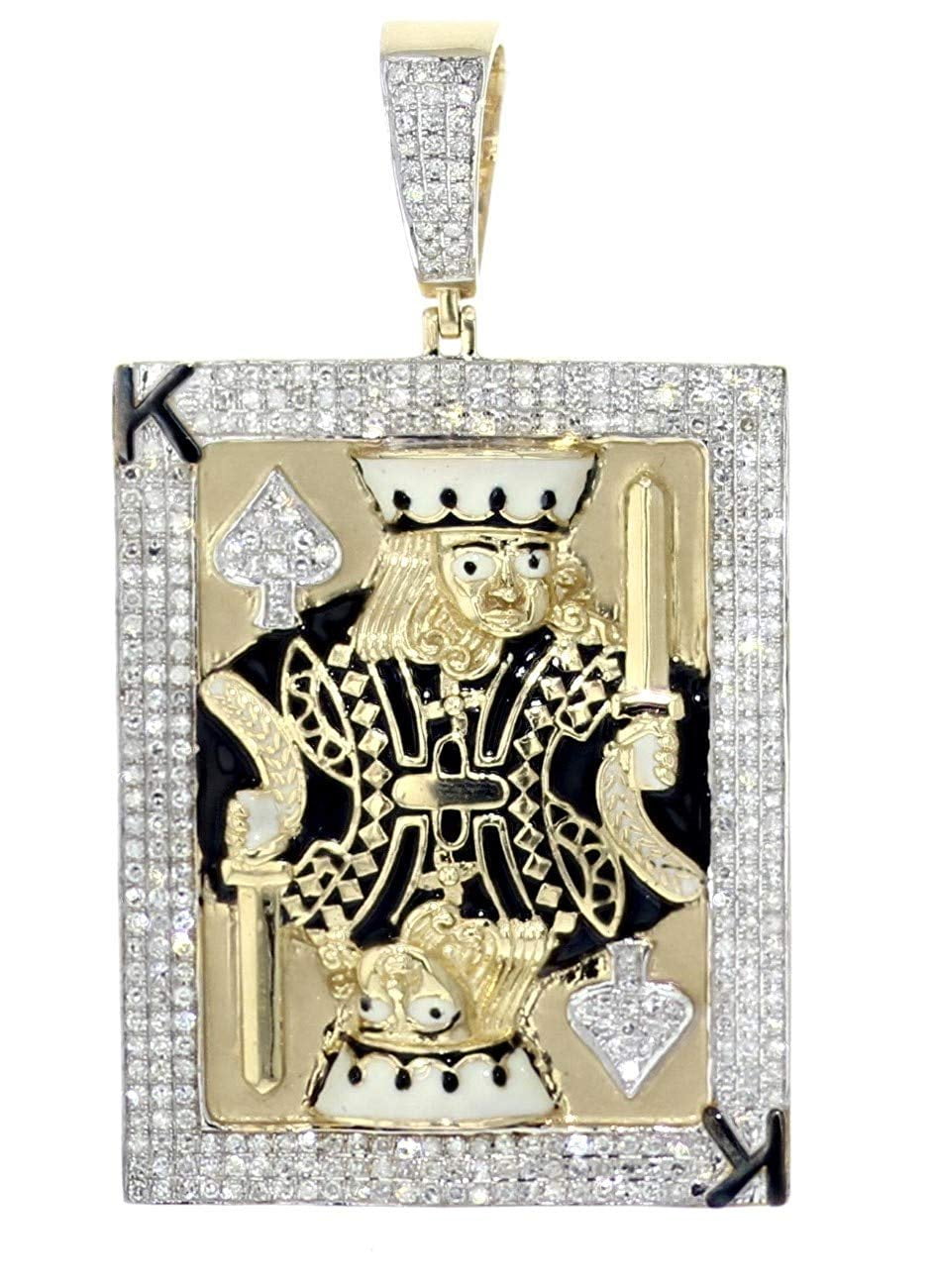 Midwest Jewellery 10K Gold King of Spade Pendant Poker Pendant 2.33ctw