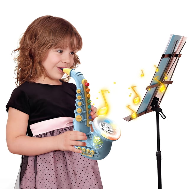 QIPOPIQ Saxophone Toy,Multifunctional Early Educational Toys Musical Instrument Toy for Toddler Girls Boys Beginners Music Simulation Mini Saxophone