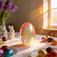 thumbnail image 2 of Cinvoph Lighted Easter Egg Ornament Exquisite Disco Silver Mirror Ball, Hanging Decor for Spring, Party, Easter Tree 2.5x6.5 in, Orange, 2 of 6