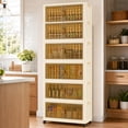 thumbnail image 4 of 426 Quarts 6-Tier Extra Large Stackable Storage Bins with Doors and Lids, 73" Tall Plastic Storage Cabinet, Tool-Free Assembly Stackable Closet Organizer for Home Office, Pantry, Wheels, 4 of 12