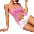 thumbnail image 3 of Fortune WWomen Lace Tube Top Solid Color Strapless Split Front Crop Top Off Shoulder Cami Tops, 3 of 6