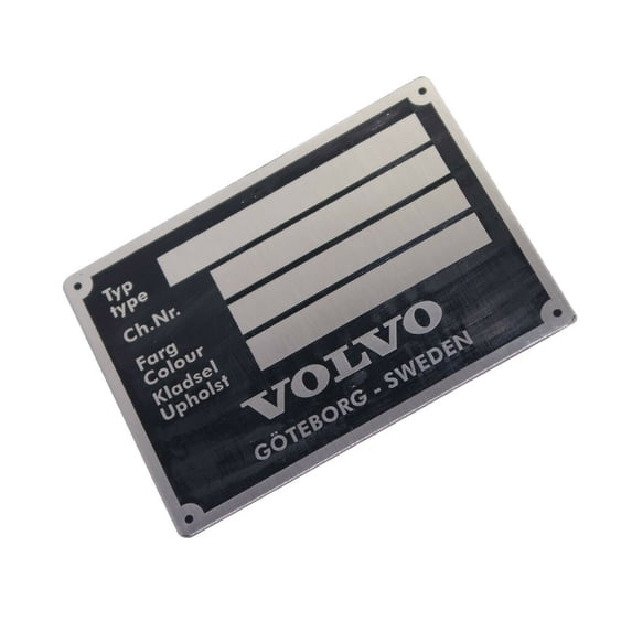 New VOLVO Vintage Data Plate Aluminum Goteborg Sweden