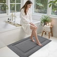 thumbnail image 4 of FRABE Non Slip Bathroom Rug with Rubber Backing, Ultra Absorbent Quick Dry Microfiber Bath Mat, Machine Washable, Dark Grey, 24"x43", 4 of 10