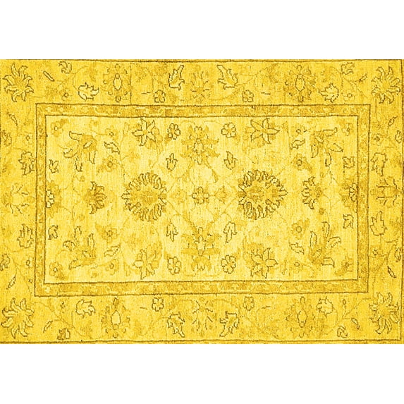 Ahgly Company Indoor Rectangle Oriental Yellow Traditional Area Rugs, 5' x 8'