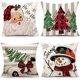 thumbnail image 1 of Juego de 4 fundas de almohada navideñas de 18 x 18 pulgadas, decoraciones navideñas de estilo rústico, muñeco de nieve, Papá Noel, árboles de granja, camión, rayas, decoración navideña gris, funda de, 1 of 8