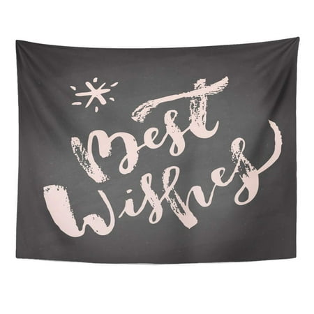 UFAEZU Best Wishes Lettering Quote Merry Christmas and Happy New Year Calligraphic Phrase Hand Lettered Ink Brush Wall Art Hanging Tapestry Home Decor for Living Room Bedroom Dorm 51x60