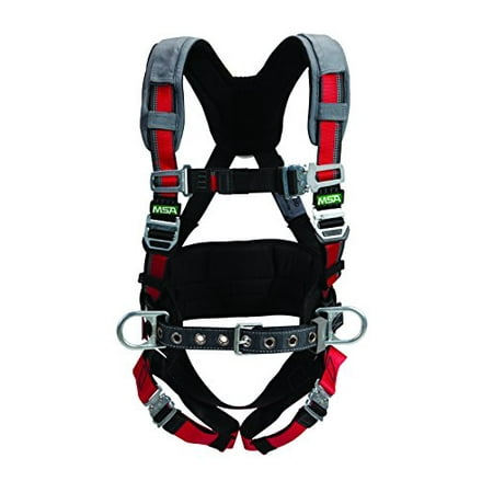 Chest D-rings - MSA 10112743 EVOTECH Construction Harness with Integral Back Pad, Back and Hip D-Rings, Qwik-Connect Leg Straps, Qwik-Connect Chest Strap, Shoulder Padding, X-Large Size